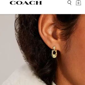 NWT Coach Gold Signature C Drop Crystal Drop Earrings